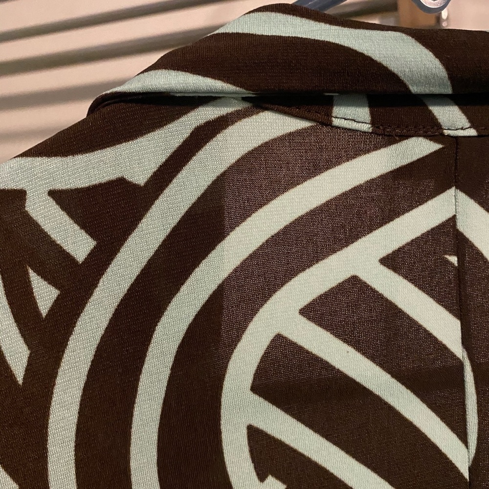 BCX brown & mint green geometric pattern wrap dress - Picture 9 of 16